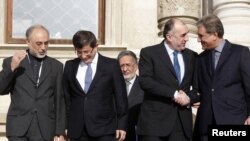 وزرای خارجه (از چپ) ایران، ترکیه، آذربایجان و افغانستان