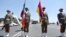 Iran - An Iranian honor guard displays Iranian and Armenian national flags at an official ceremony in Tehran, 7 August 2017.