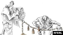 Karikaturany çeken Mihail Zlatkowski