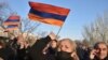 ARMENIA -- Opposition supporters rally outside the National Assembly building to demand Prime Minister Nikol Pashinyan's resignation over his handling of last year's war with Azerbaijan, in Yerevan, March 3, 2021