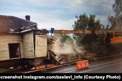 Знос драўлянай забудовы ў Заслаўі, травень 2025 году