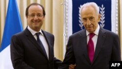  شیمون پرز، رییس جمهوری اسرائیل و فرانسو اولاند رییس جمهوری فرانسه 