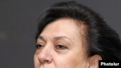 Armenia -- Diaspora Minister Hranush Hakobian at a press conference in Yerevan, 06 July, 2011