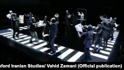 صحنه‌ای از اجرای نمایش چهارراه در مارس ۲۰۱۸ در دانشگاه استنفورد