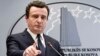 Kosovar Prime Minister Albin Kurti speaks during a press conference in Pristina on February 26.