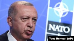 Реджеп Эрдоган на саммите глав государств НАТО в Брюсселе. 14 июня 2021 года.