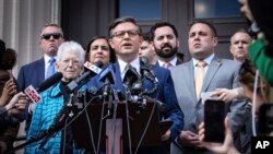 Өкүлдөр палатасынын спикери Майк Жонсон Колумбия университетинде. 24-апрель, 2024-жыл. Нью-Йорк.