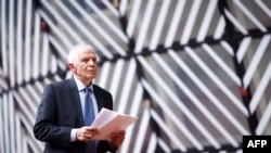 Верховний представник Європейського союзу із зовнішньої політики Жозеп Боррель прибув на засідання Ради із закордонних справ (FAC) у штаб-квартирі ЄС у Брюсселі 18 березня 2024 року