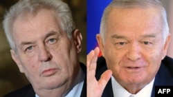 A combo photo shows Czech President Milos Zeman (L) and Uzbek President Islam Karimov