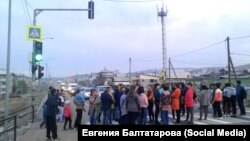 Перекрытие дороги протестующими в Бурятии, архив