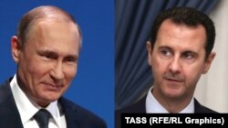 بشار اسد (راست) رئیس‌جمهوری سوریه و ولادیمیر پوتین، همتای روس وی.