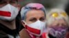 BELARUS -- Opposition supporters wearing protective face masks attend a rally in Minsk, Belarus, 24 May 2020. The presidential campaign has kicked off in Belarus, with the election scheduled for 09 August 2020. Incumbent President Alexander Lukashenko, wh