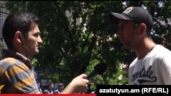 «Ո՛չ թալանին» նախաձեռնության անդամ Վաղինակ Շուշանյանը զրուցում է «Ազատության» հետ, 24-ը հունիսի, 2014թ.