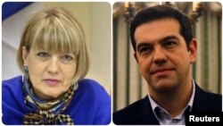 از راست: الکسی سیپراس و هلگا اشمید