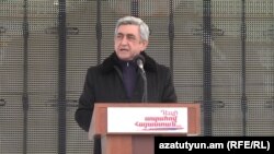Սերժ Սարգսյանը նախընտրական հանդիպման ժամանակ, Կոտայքի մարզ, 31-ը հունվարի, 2013թ.
