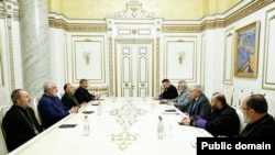 Armenia - Prime Minister Nikol Pashinian meets with bishops at odds with Catholicos Garegin II, November 27, 2025.