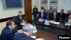 Armenian Prime Minister Tigran Sarkisian holding a meeting at the Ministry of Health, Yerevan, 11Oct2012