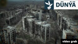 Ukrainanyň Donetsk regionyndaky Toretsk şäheriniň ýokardan alnan suraty
