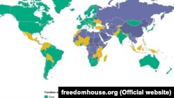 Карта «Свобода в мире», согласно докладу Freedom House за 2015 г.