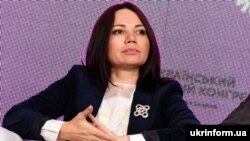 Голова комітету Верховної Ради України 8-го скликання з питань свободи слова та інформаційної політики Вікторія Сюмар під час другого Українського жіночого конгресу. Київ, 7 грудня 2018 року