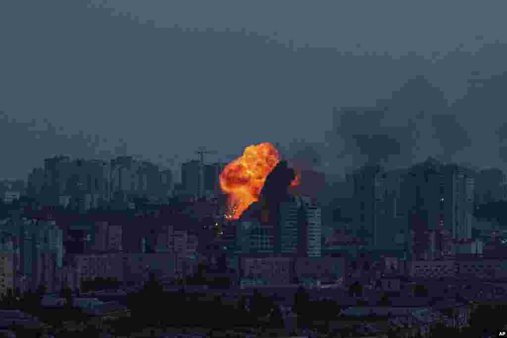 انفجار ناشی از حملهٔ هوایی روز ششم ژوئن روسیه به کی‌یف، پایتخت اوکراین