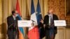 Совместная пресс-конференция глав МИД Армении и Франции - Ара Айвазяна (слева) и  Жан-Ива Ле Дриана, Париж, 8 декабря 2020 г․