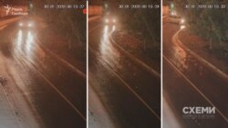 А далі в кадр потрапляє світла автівка, схожа на ту, яку фіксували біля місця підпалу