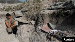 یک سرباز ارمنی در منطقه جنگی قره باغ، ۲۰ اکتبر ۲۰۲۰