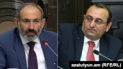 Премьер-министр Никол Пашинян (слева) и министр экономического развития и инвестиций Арцвик Минасян
