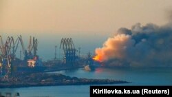 Пажар у порце Бярдзянску, 24 сакавіка 2022