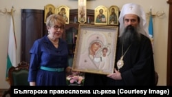 Руската посланичка в България Елеонора Митрофанова и патриарх Даниил
