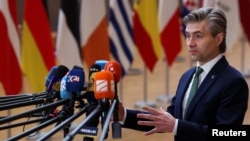 Міністар замежных справаў Літвы Кястуціс Будрыс у Брусэлі. 17 сакавіка 2024