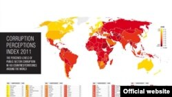 “Transparency International” guramasynyň 2011-nji ýyl boýunça korrupsiýanyň görkezijileri baradaky kartasy. 