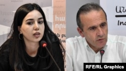 Մարիամ Հովեյանն ու Արթուր Սաքունցը լրագրողների հետ հանդիպմանը։