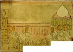 Фреска на стіні Софійського собору, на якій зображена коронація Анни в Константинополі – перед тим, як Анна вийшла заміж за князя України-Русі Володимира Святославича, її коронували і вона отримала статус цариці