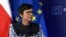 EU Enlargement Commissioner Marta Kos is interviewed by RFE/RL in Prague.