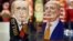 Матрешки в виде Владимира Путина и Дональда Трампа в одном из сувенирных магазинов в центре Москвы 