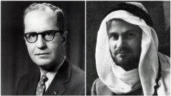 دونالد ویلبر (راست)؛ نویسنده گزارش ویلبر در مورد طرح سرنگونی مصدق، و کرمیت روزولت؛ رئیس اجرایی عملیات