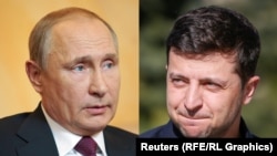 Президент Росії Володимира Путіна (п) та президент України Володимир Зеленський (л) зустрінуться вперше