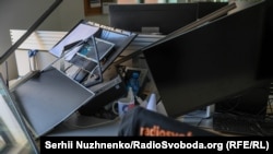 Пашкоджаньні ў кіеўскім бюро Радыё Свабода ў выніку расейскага абстрэлу ў ноч на 28 жніўня 2025 году