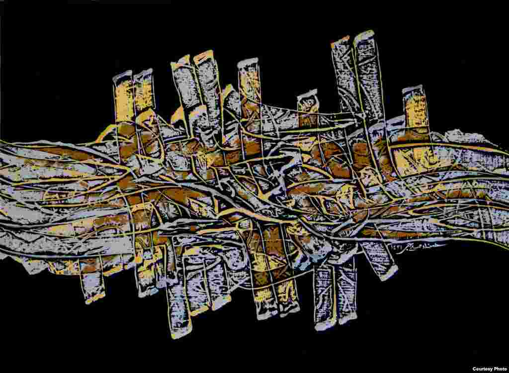 خط-نقاشی اثر محمدرضا عموزاد