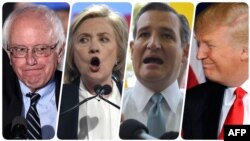 از راست: ترامپ، کروز، کلینتون و سندرز