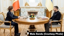 Прэзыдэнты Малдовы і Ўкраіны Мая Санду і Ўладзімір Зяленскі на сустрэчы ў Кіеве, 25 студзеня 2025