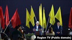 Камчыбек Ташиев өзгөргөн стеланын ачылышында. 11-октябрь, 2025-жыл.