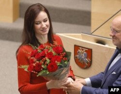 Інга Ругінене і віцэ-сьпікер Сейма Літвы Юозас Олекас