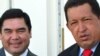 Türkmenistanyň prezidenti Gurbanguly Berdimuhamedow (çepde) we Wenesuelanyň prezidenti Ugo Çawes Aşgabatdaky duşuşyk mahalynda, 7-nji sentýabr, 2009 ý. 