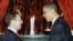 Russia--US President Barack Obama (R) shakes hands with Russian President Dmitry Medvedev (L) at the Kremlin in Moscow on 06Jul2009