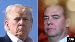 دونالد ترامپ (چپ) می‌گوید که این دستور را در پاسخ به تهدیدهای دمیتری مدودف، رئیس‌جمهور سابق روسیه، صادر کرده است
