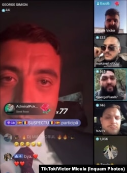 George Simion, într-un live pe TikTok.