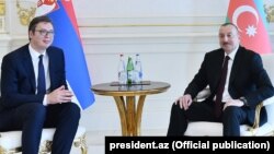 Azərbaycan və Serbiya prezidentləri (sağ) Ilham Əliyev  və Aleksandar Vucic, 21 may 2018